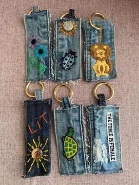 Handmade Denim Keychains available with patches
